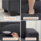 Divano moderno grigio a 3 posti da 210,8 cm con sedute profonde e braccioli ampi