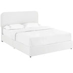 Letto imbottito Calvin Modern Boucle per materasso da circa 152 × 203 cm – Testiera in tessuto avorio