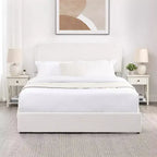 Letto imbottito Calvin Modern Boucle per materasso da circa 152 × 203 cm – Testiera in tessuto avorio