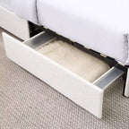 Letto imbottito Calvin Modern Boucle per materasso da circa 152 × 203 cm – Testiera in tessuto avorio