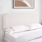 Letto imbottito Calvin Modern Boucle per materasso da circa 152 × 203 cm – Testiera in tessuto avorio