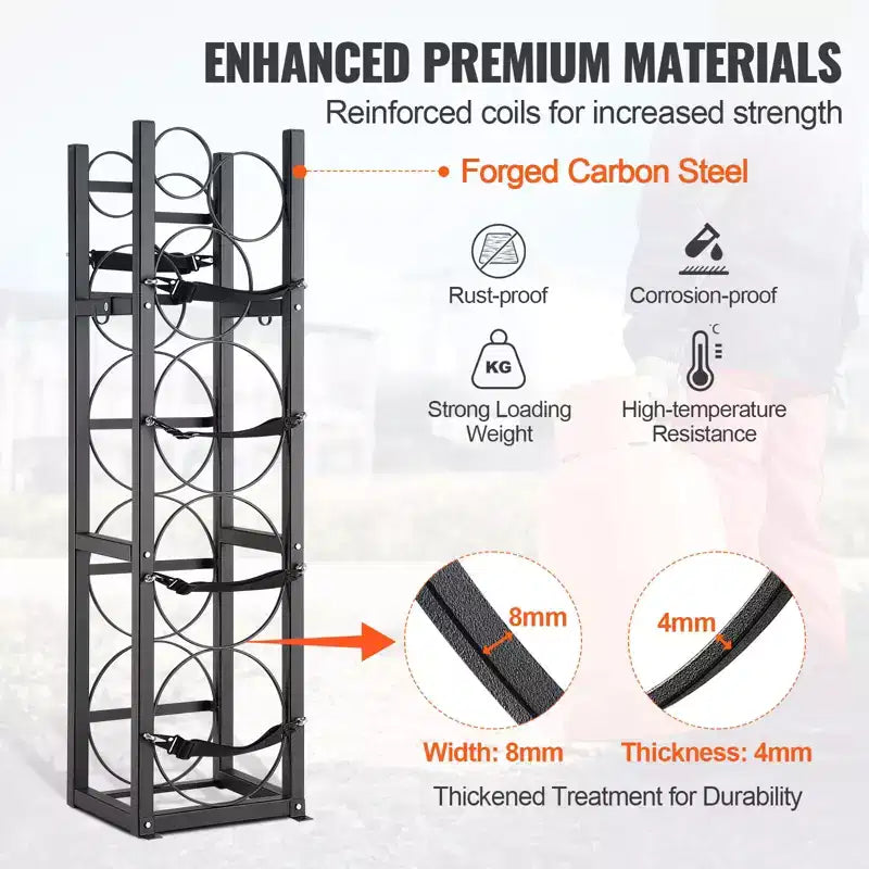 Portabombole per refrigerante per 6 bombole – Stoccaggio cilindri in acciaio al carbonio 32.5x33x119.7cm