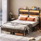 Struttura letto per materasso di circa 97 × 191 cm con luci LED, stazione di ricarica e testiera alta
