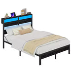 Struttura letto per materasso di circa 97 × 191 cm con luci LED, stazione di ricarica e testiera alta