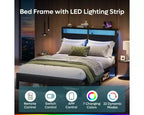 Struttura letto per materasso di circa 97 × 191 cm con luci LED, stazione di ricarica e testiera alta
