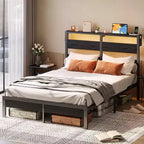 Struttura letto per materasso di circa 97 × 191 cm con luci LED, stazione di ricarica e testiera alta