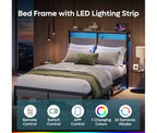 Struttura letto per materasso di circa 97 × 191 cm con luci LED, stazione di ricarica e testiera alta