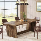 Tavolo da pranzo in legno da 70,9 pollici, tavolo da pranzo rettangolare in stile rustico per 6-8 persone con base solida