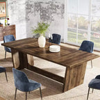 Tavolo da pranzo in legno da 70,9 pollici, tavolo da pranzo rettangolare in stile rustico per 6-8 persone con base solida