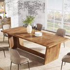 Tavolo da pranzo in legno da 70,9 pollici, tavolo da pranzo rettangolare in stile rustico per 6-8 persone con base solida