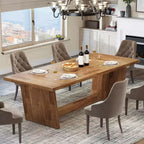 Tavolo da pranzo in legno da 70,9 pollici, tavolo da pranzo rettangolare in stile rustico per 6-8 persone con base solida