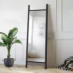 Approx. 163.0 × 54.0 cm Arched Natural Wood Full-Length Leaning Mirror