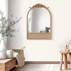 Circa 163,0 × 54,0 cm Specchio da terra ad arco in legno naturale