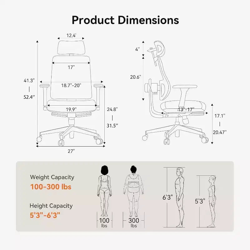 Sedia ergonomica da ufficio con poggiapiedi, braccioli 4D e schienale autoregolante