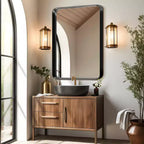 Approx. 96.0 × 66.0 cm Black Aluminum-Framed Wall Mirror