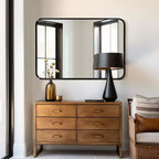 Specchio da parete con cornice in alluminio nero, dimensioni ca. 96,0 × 66,0 cm