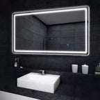 Specchio da parete con cornice in alluminio nero, dimensioni ca. 96,0 × 66,0 cm