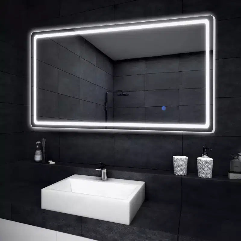 38x26 Rectangle Bathroom Mirror with Aluminum Alloy Frame, Wall Mounted Vanity Mirror for Bedroom Living Room Entryway, Black
