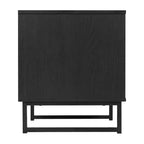 Comodino Malaki Mid-Century Modern con cassetto in rattan e ripiano aperto
