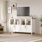 Mobile contenitore da 139,7 cm per fattoria con 4 ante in vetro – Credenza sottile bianca
