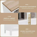 Mobile contenitore da 139,7 cm per fattoria con 4 ante in vetro – Credenza sottile bianca