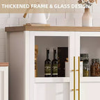 Mobile contenitore da 139,7 cm per fattoria con 4 ante in vetro – Credenza sottile bianca