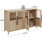 Mobile contenitore da 139,7 cm per fattoria con 4 ante in vetro – Credenza sottile bianca
