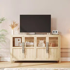 Mobile contenitore da 139,7 cm per fattoria con 4 ante in vetro – Credenza sottile bianca