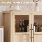 Mobile contenitore da 139,7 cm per fattoria con 4 ante in vetro – Credenza sottile bianca
