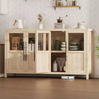 Mobile contenitore da 139,7 cm per fattoria con 4 ante in vetro – Credenza sottile bianca