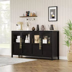 Mobile contenitore da 139,7 cm per fattoria con 4 ante in vetro – Credenza sottile bianca