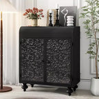 Art Accent Cabinet with 2 Doors – Distressed Sideboard Buffet with Storage