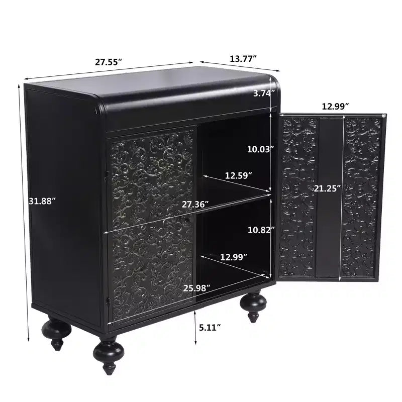 Mobiletto d'accento Art con 2 ante – Credenza/Buffet invecchiato con contenitore