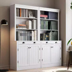 Libreria Alta 180cm con Cassetti, Scaffale con Anta e 2 Cassetti, Librerie in Legno per Casa, Ufficio, Soggiorno