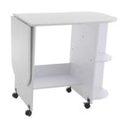 Tavolo da cucito e stazione per hobby pieghevole ed espandibile con rotelle – Design bianco