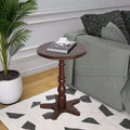Tavolino da caffè rotondo con piedistallo in legno da 40,0 cm – Comodino vintage con accento, marrone