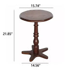 Tavolino da caffè rotondo con piedistallo in legno da 40,0 cm – Comodino vintage con accento, marrone