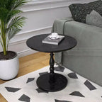 58.4 cm Black Round Accent Side Table – Small Drink Table for Living Room
