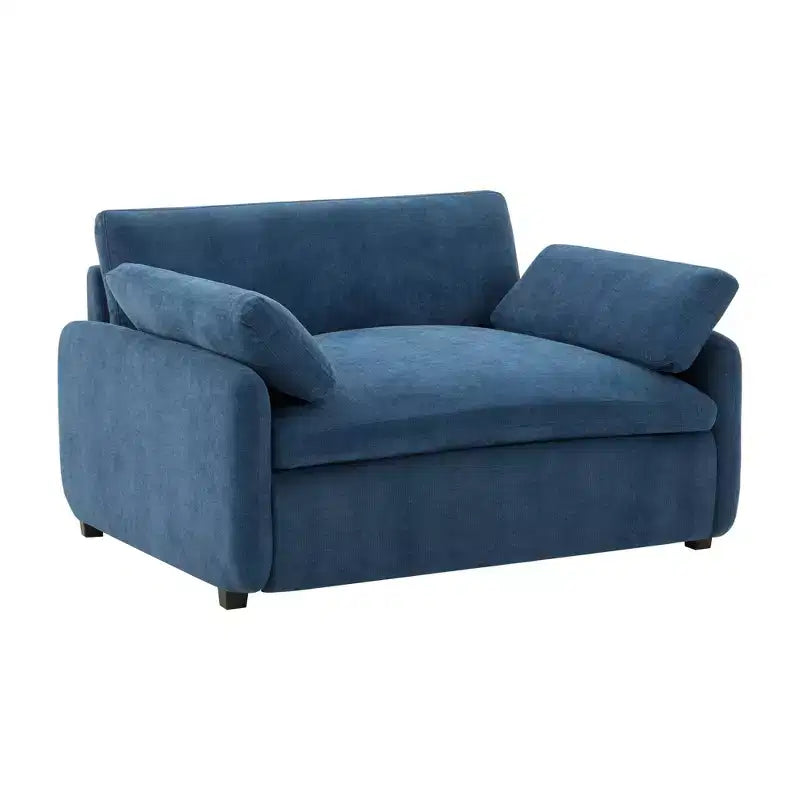 Poltrona singola in ciniglia oversize con seduta profonda e cuscini decorativi