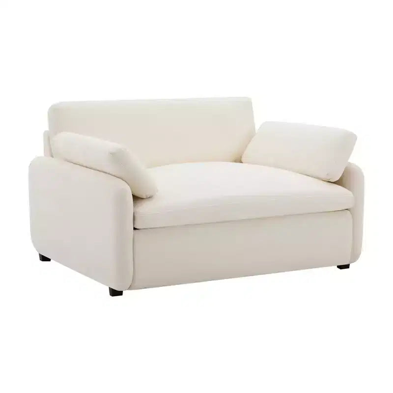 Poltrona singola in ciniglia oversize con seduta profonda e cuscini decorativi