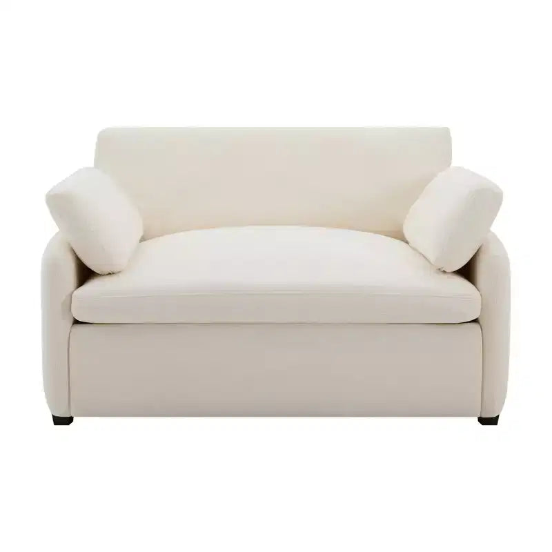 Poltrona singola in ciniglia oversize con seduta profonda e cuscini decorativi