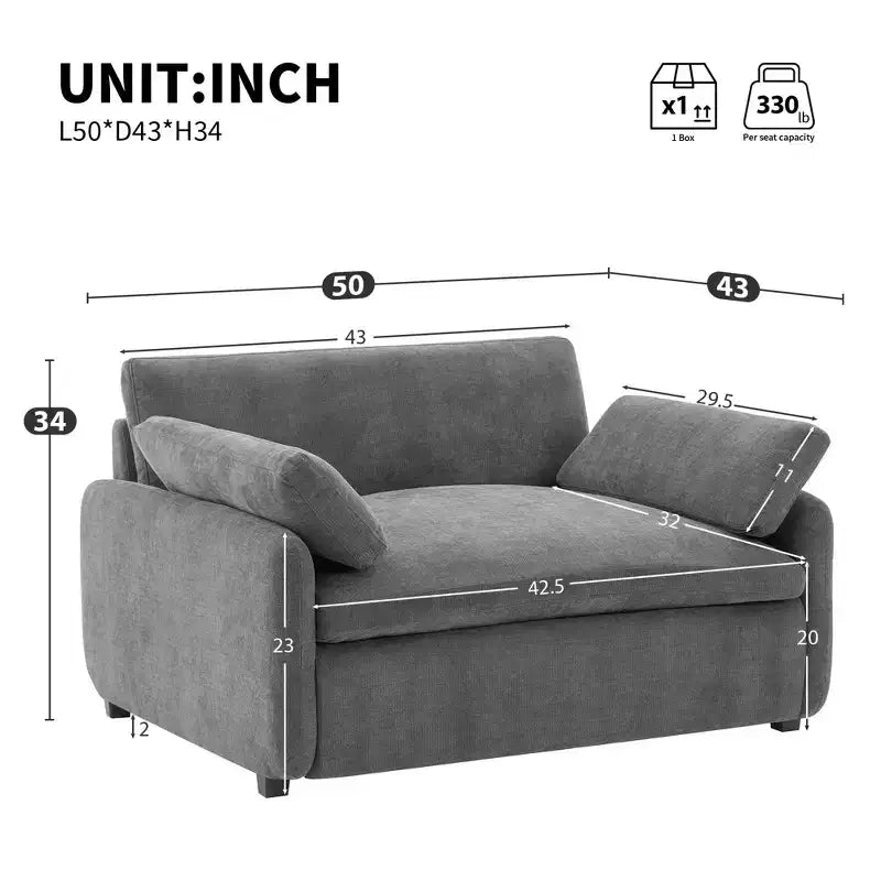 Poltrona singola in ciniglia oversize con seduta profonda e cuscini decorativi