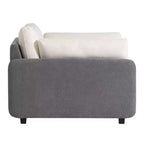 Poltrona singola in ciniglia oversize con seduta profonda e cuscini decorativi