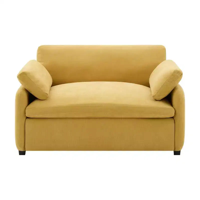 Poltrona singola in ciniglia oversize con seduta profonda e cuscini decorativi