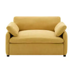 Poltrona singola in ciniglia oversize con seduta profonda e cuscini decorativi