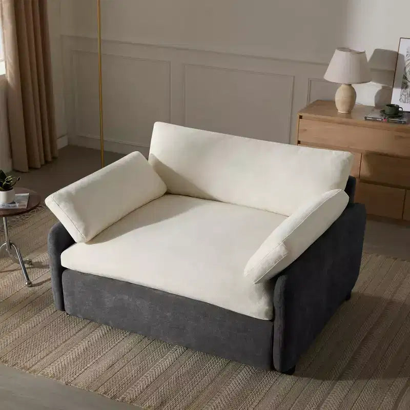 Poltrona singola in ciniglia oversize con seduta profonda e cuscini decorativi