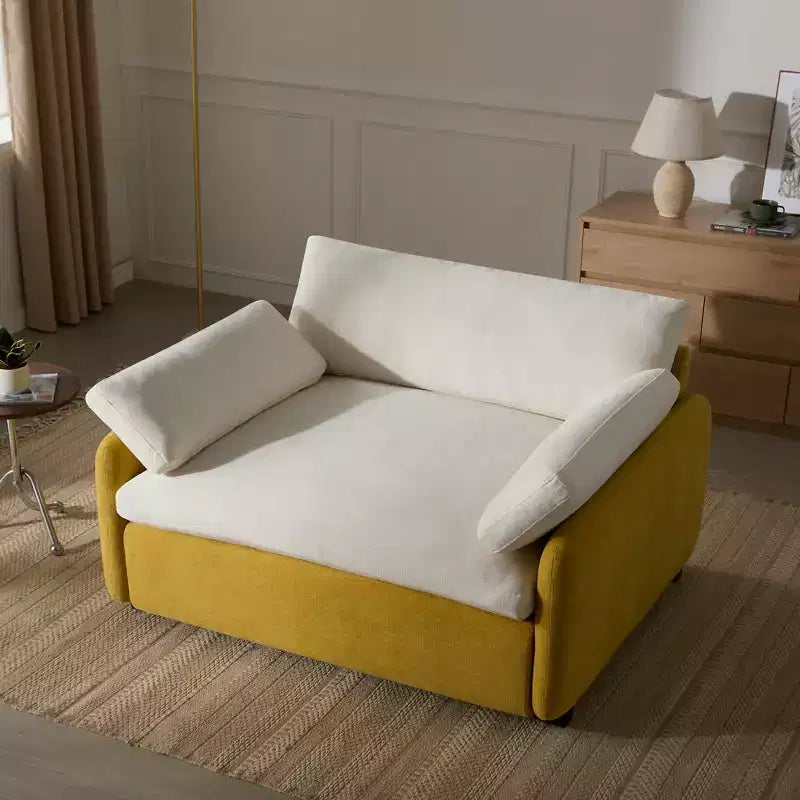 Poltrona singola in ciniglia oversize con seduta profonda e cuscini decorativi