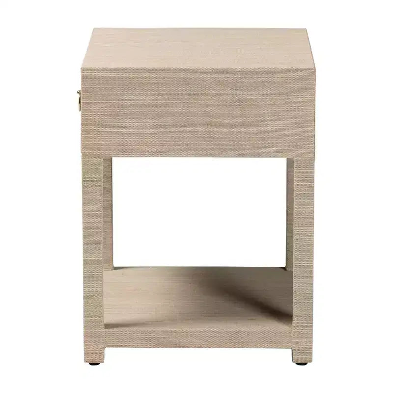 Comodino Nata Bohemian Woven in Erba Naturale con 1 Cassetto