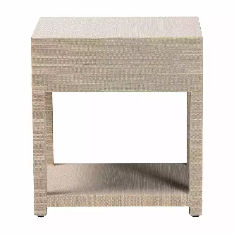 Comodino Nata Bohemian Woven in Erba Naturale con 1 Cassetto