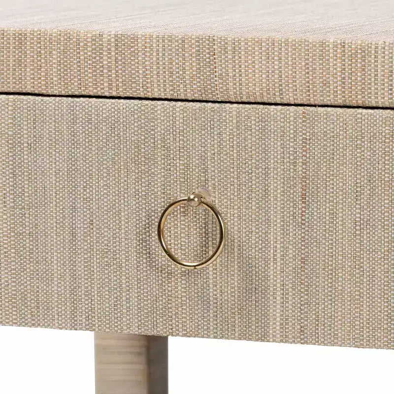 Comodino Nata Bohemian Woven in Erba Naturale con 1 Cassetto